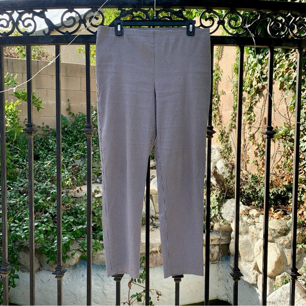 Vintage Attyre Gingham Cigarette Elastic Waist Crop Trousers